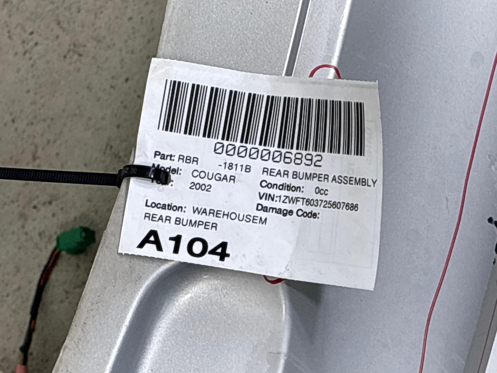 1999-2002 Mercury Cougar Rear Bumper Cover Assembly Silver Oem