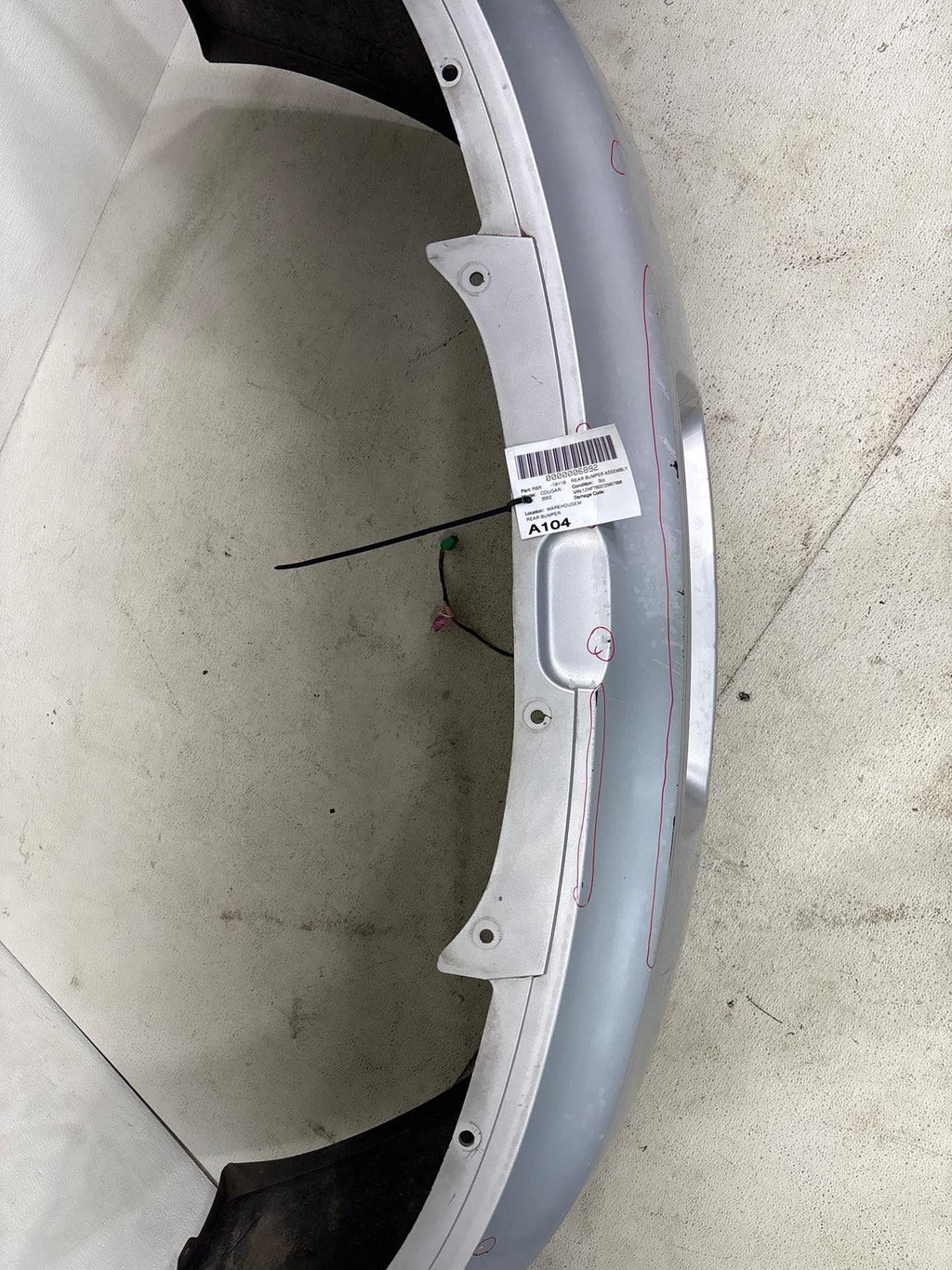 1999-2002 Mercury Cougar Rear Bumper Cover Assembly Silver Oem