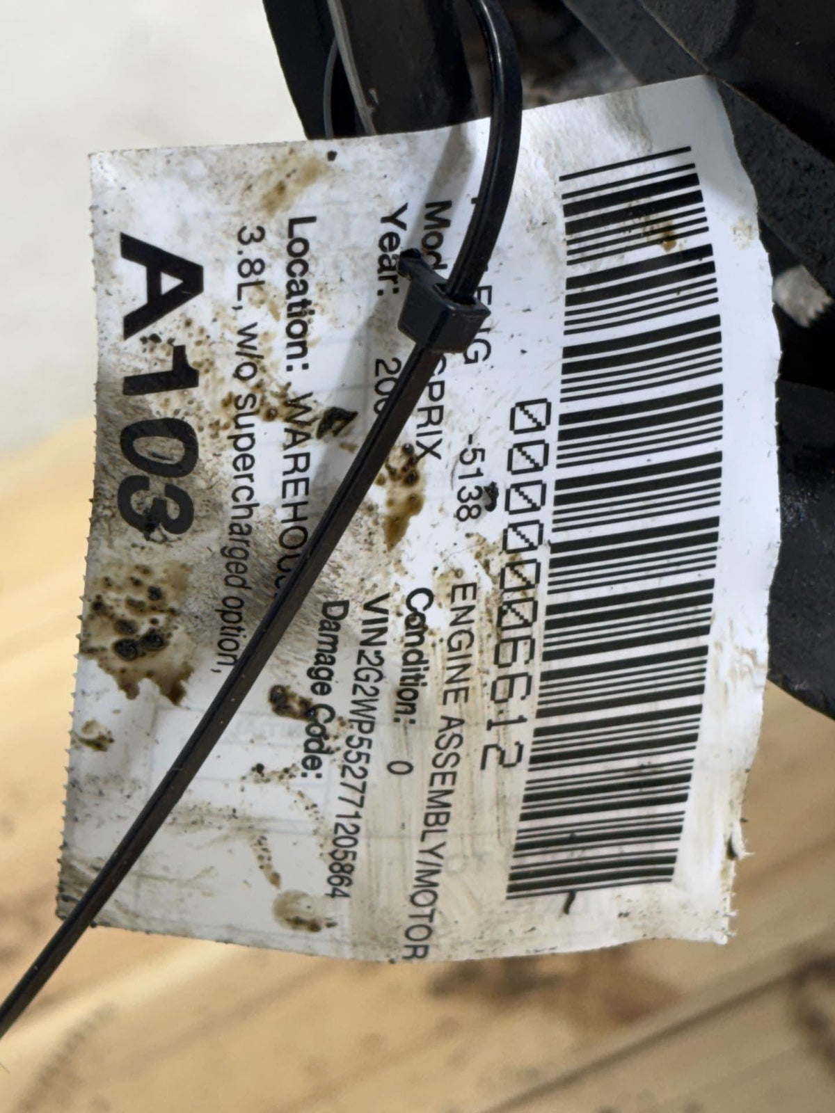 06-08 PONTIAC GRAND PRIX Engine Assembly 3.8L VIN 2 8th Digit