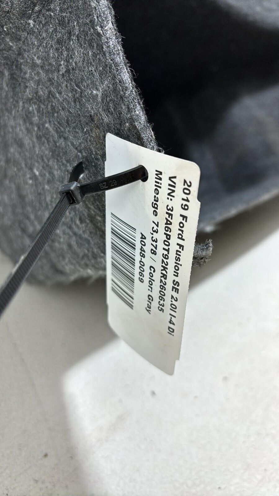 13-20 Ford Fusion Rear Left Side Trunk Cargo Quarter Panel Trim Carpet Cover Oem