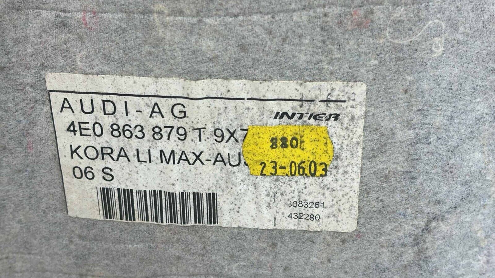 04-10 Audi A8 L D3 Black Rear Left Trunk Cover Side Panel 4E0863879T