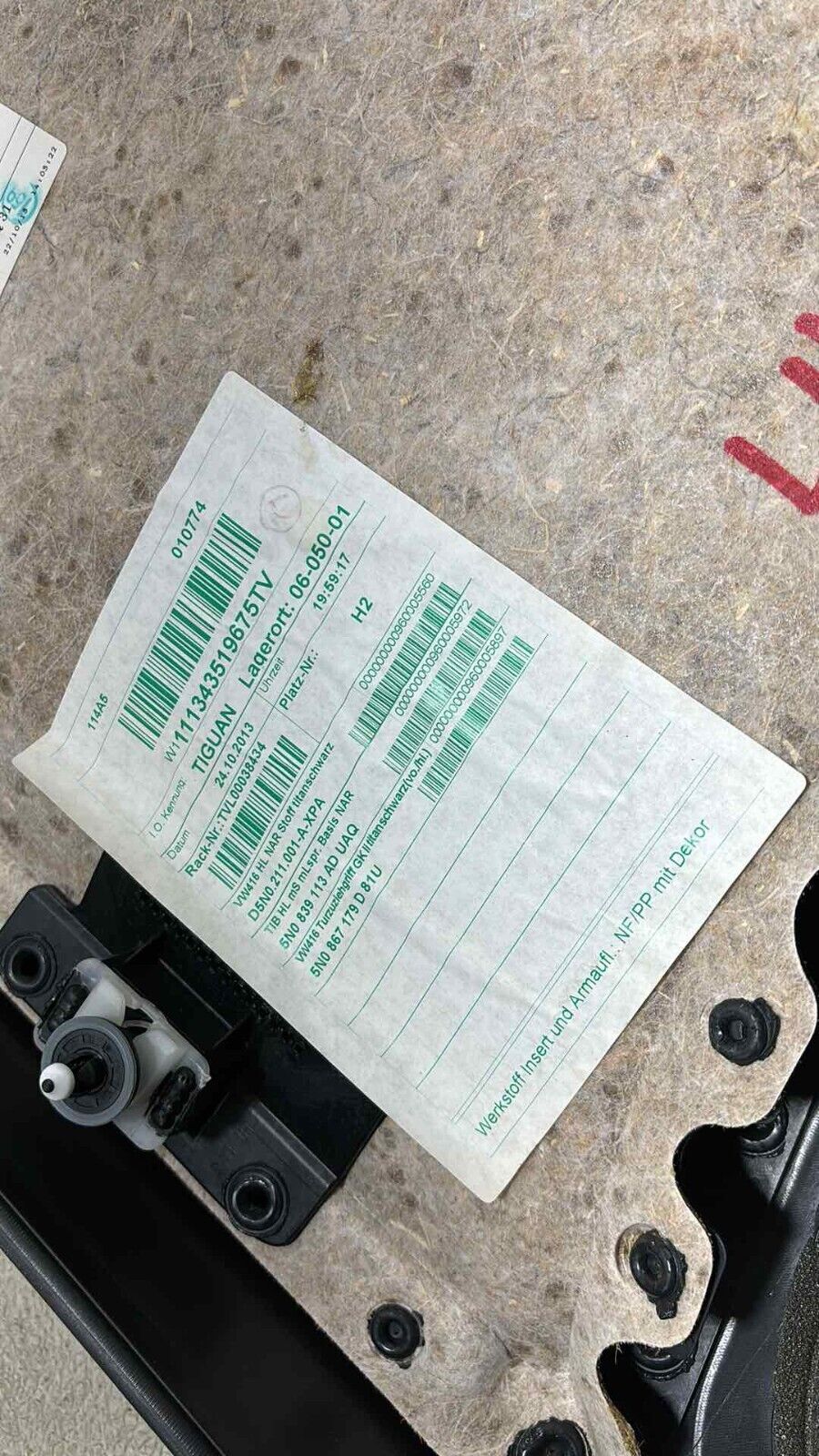 09-17 Volkswagen Tiguan Rear Left Driver Side Door Trim Panel Black 5N0-867-211