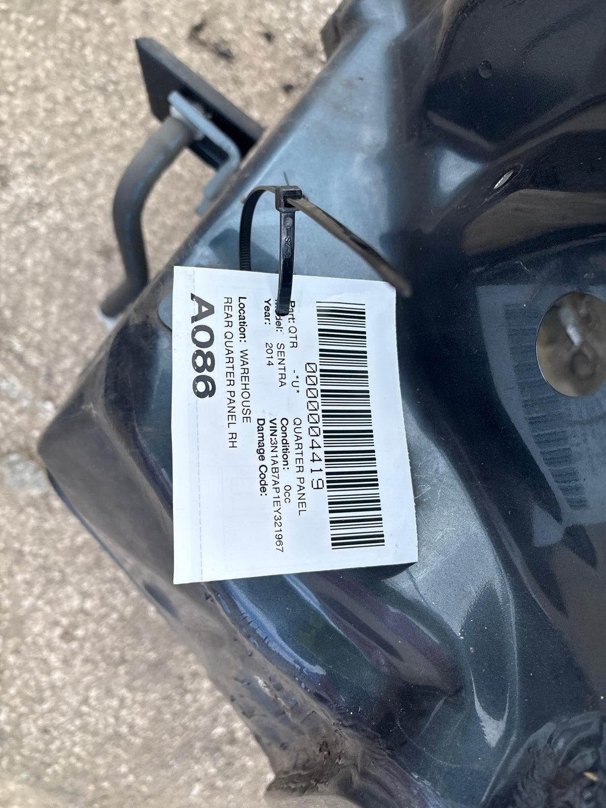 13-19 Nissan Sentra Rear Right Quarter Panel Graphite Blue OEM Rh