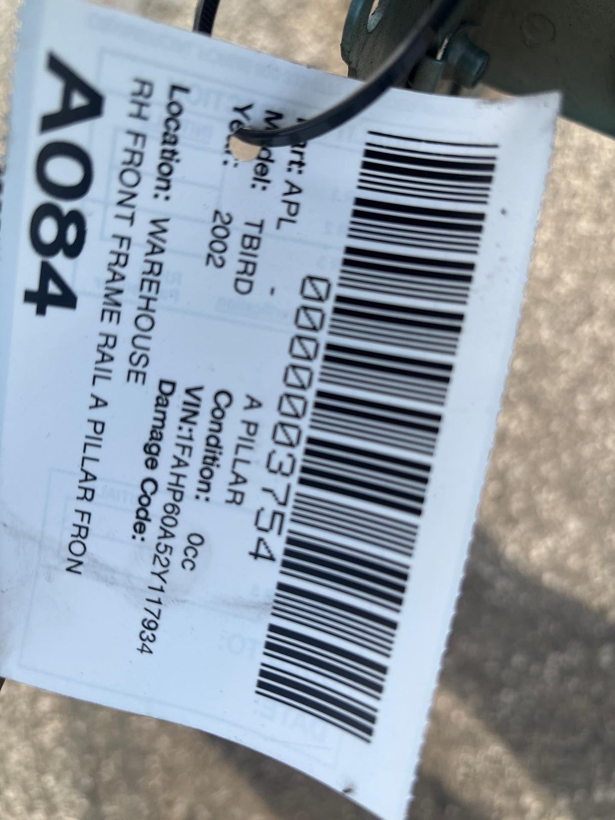 2000 - 2005 Ford Thunderbird Front Frame Rail A Pillar Front Rh Right Passenger