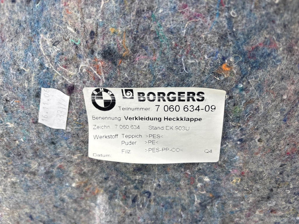 06-12 Bmw 325I 328I 330I 335I Trunk Lid Carpet Trim Panel Oem 7060634