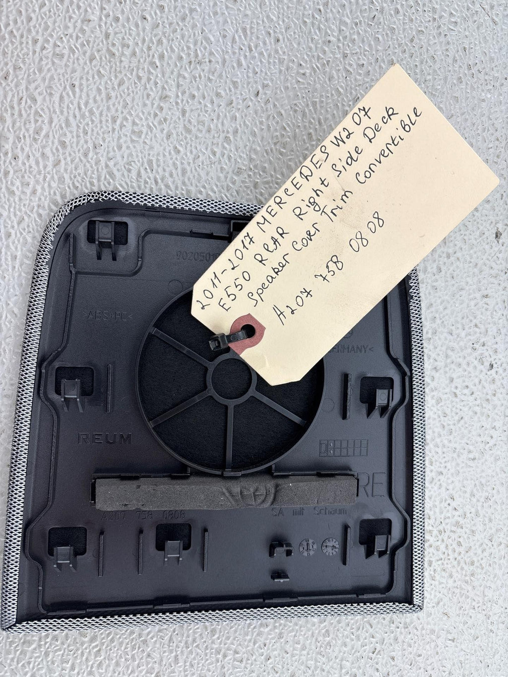 11-17 Mercedes E550 Rear Left Side Deck Speaker Cover Trim Oem 2077580708