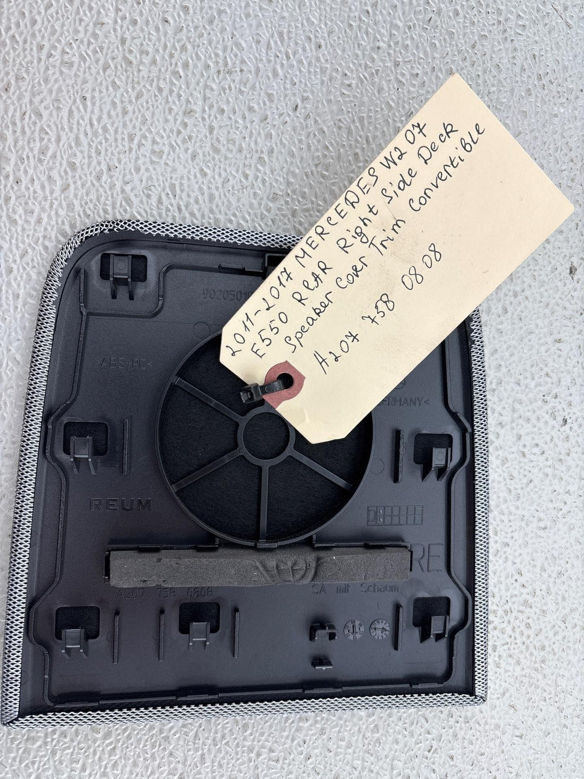 11-17 Mercedes E550 Rear Left Side Deck Speaker Cover Trim Oem 2077580708