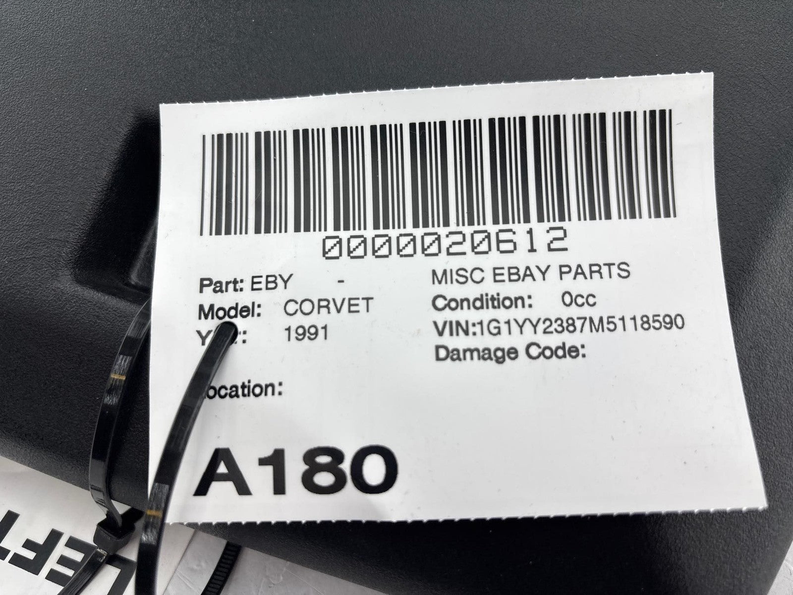 1991 Chevrolet Corvette Front Left Side Seat Back Trim Cover Panel OEM