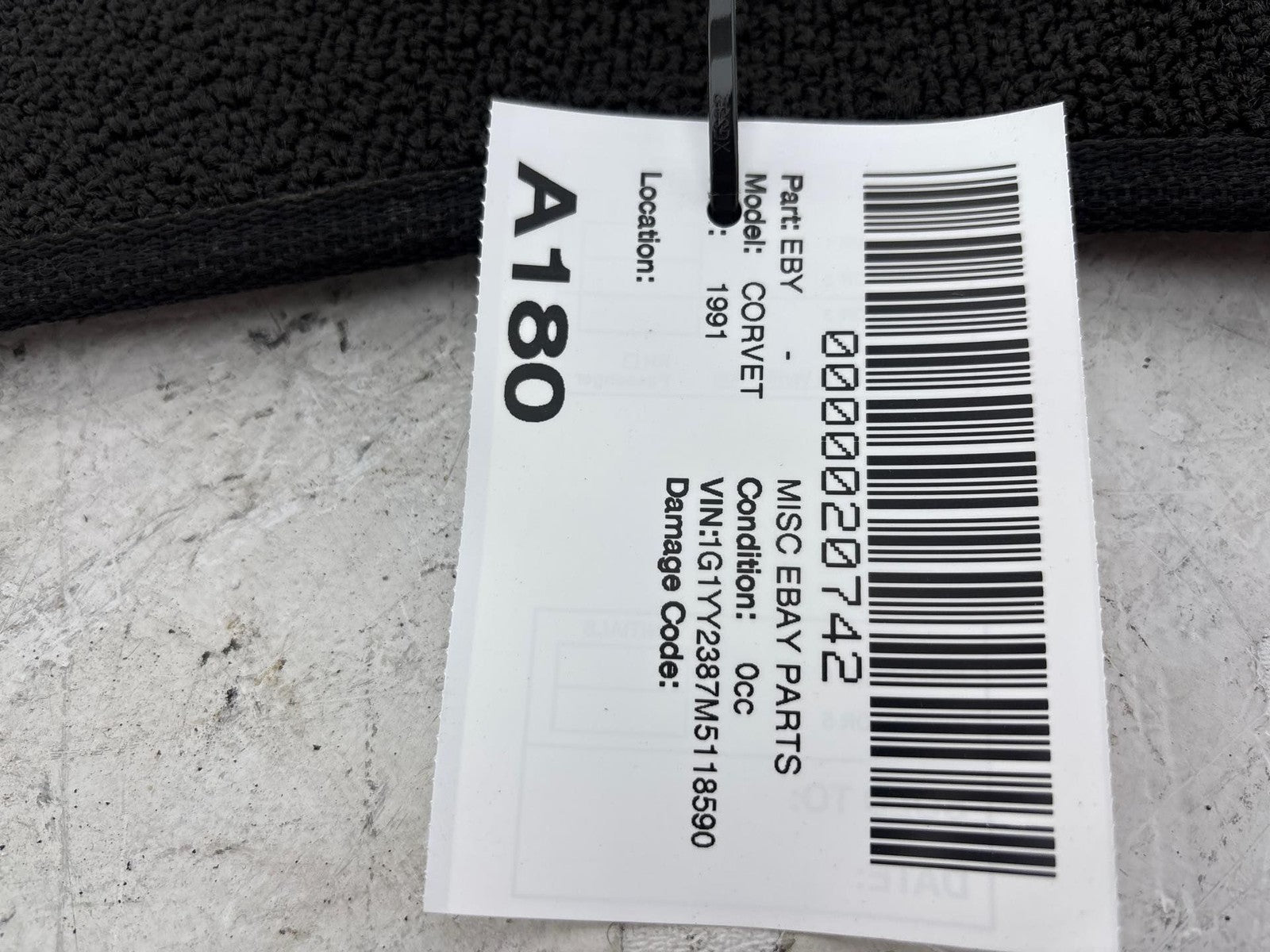 1991 Chevrolet Corvette Front Right Floor Mat OEM