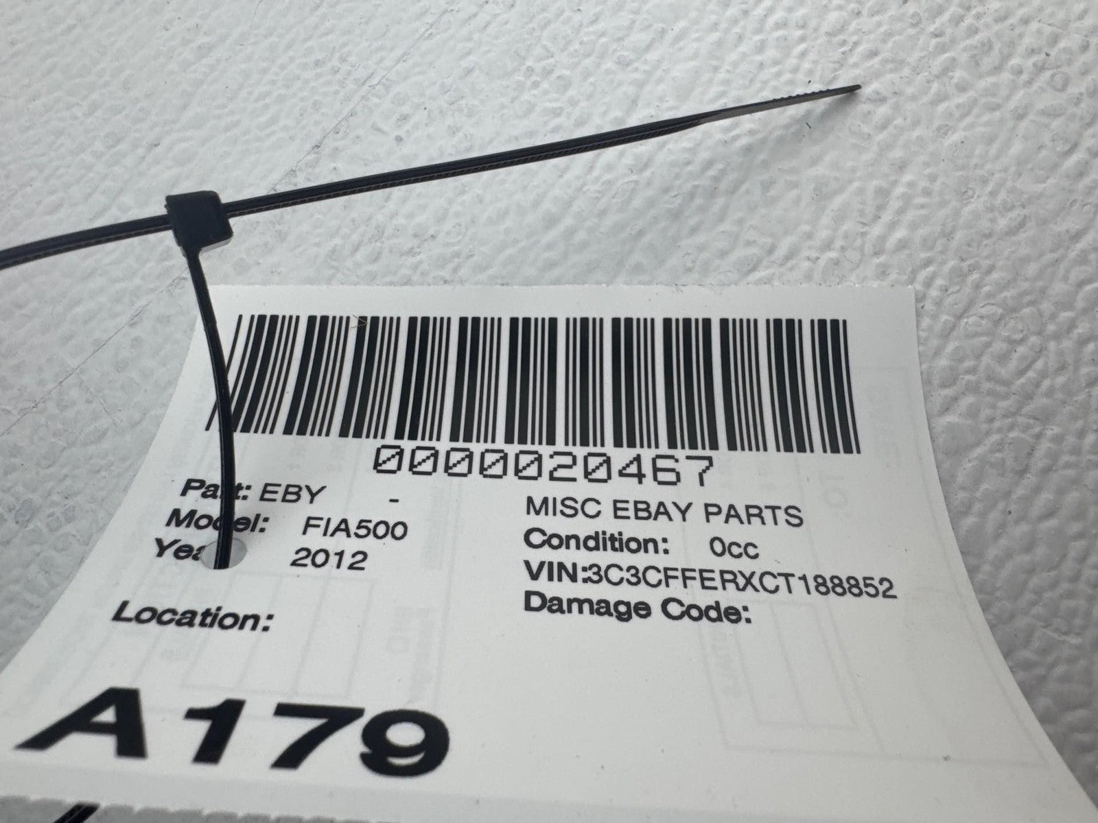 12-17 Fiat 500 Front Floor Center Console Assembly OEM