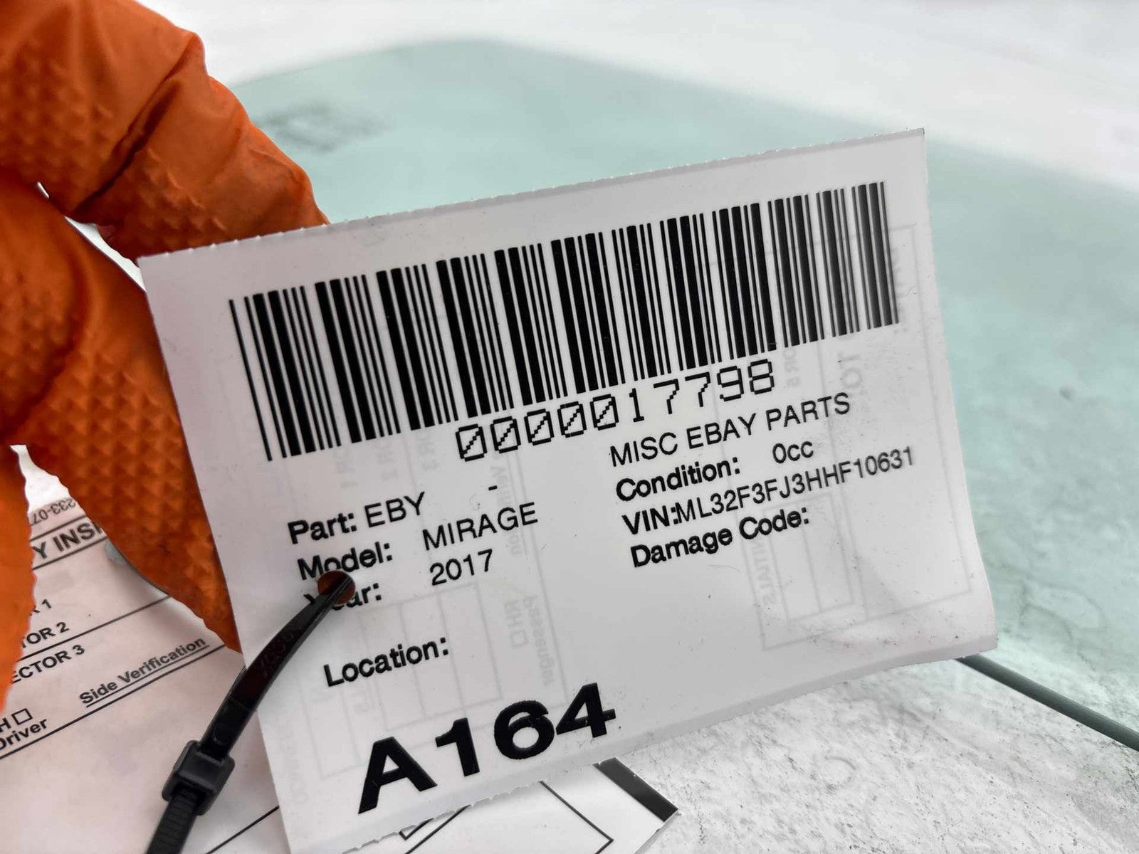 17-24 Mitsubishi Mirage G4 Rear Passenger Side Door Window Glass OEM