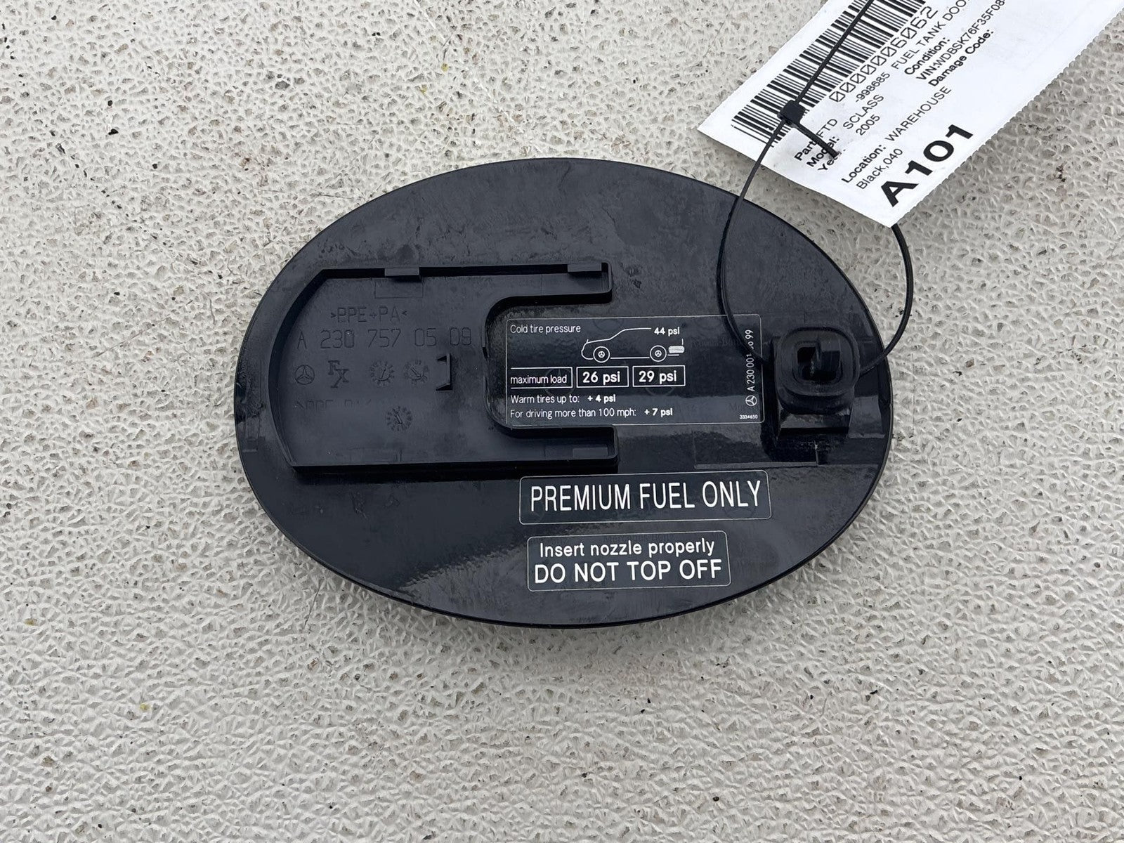 03-12 Mercedes R230 SL600/500/550 Fuel Filler Gas Tank Door Flap Lid OEM