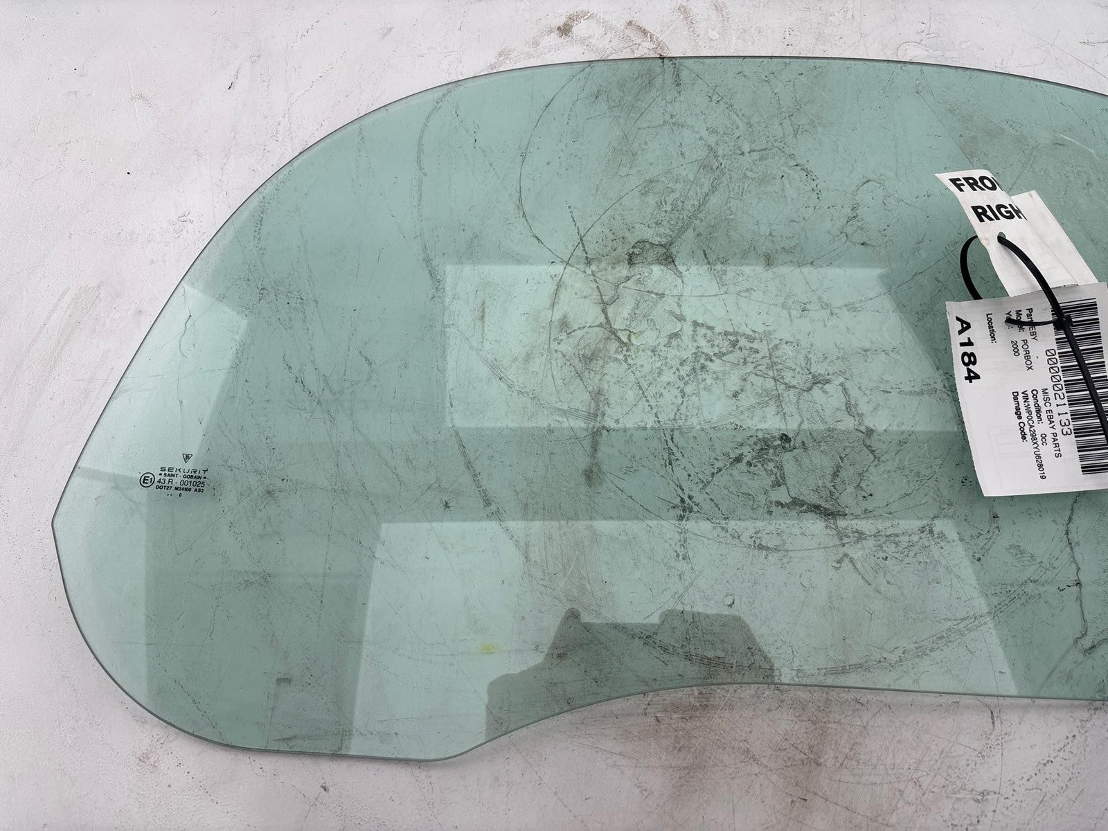 1997-2004 Porsche Boxster Right Passenger Side Door Window Glass OEM