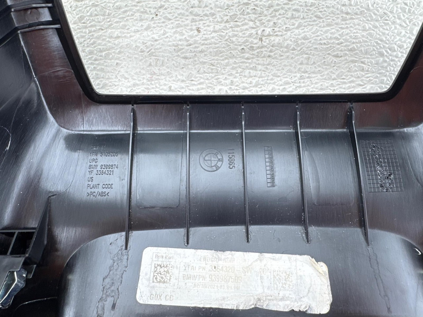 19-23 BMW X5 FRONT CENTER CONSOLE BACK TRIM COVER PANEL 9399874