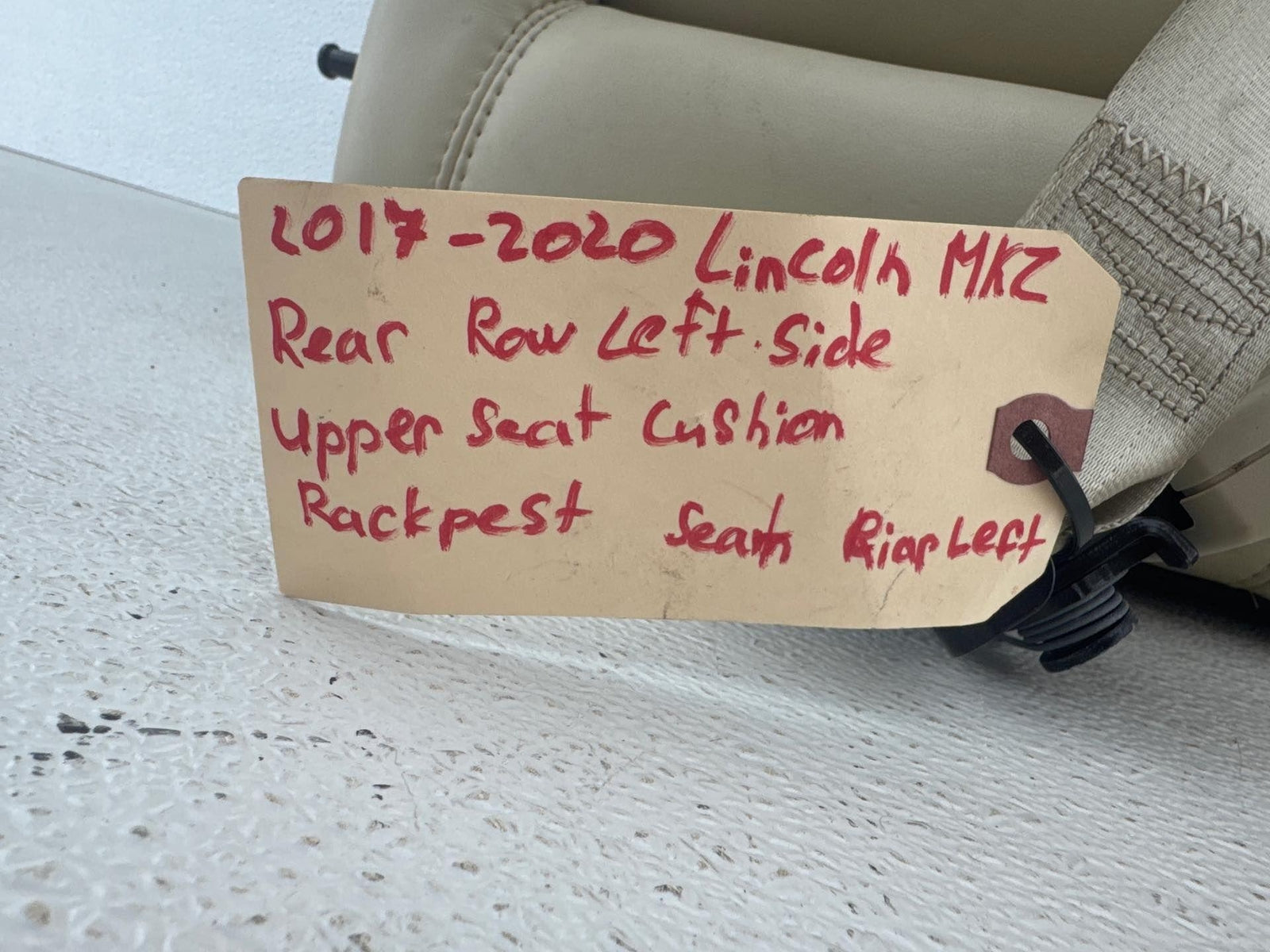 17-20 Lincoln Mkz Rear Left Driver Upper Back Seat Cushion Cover