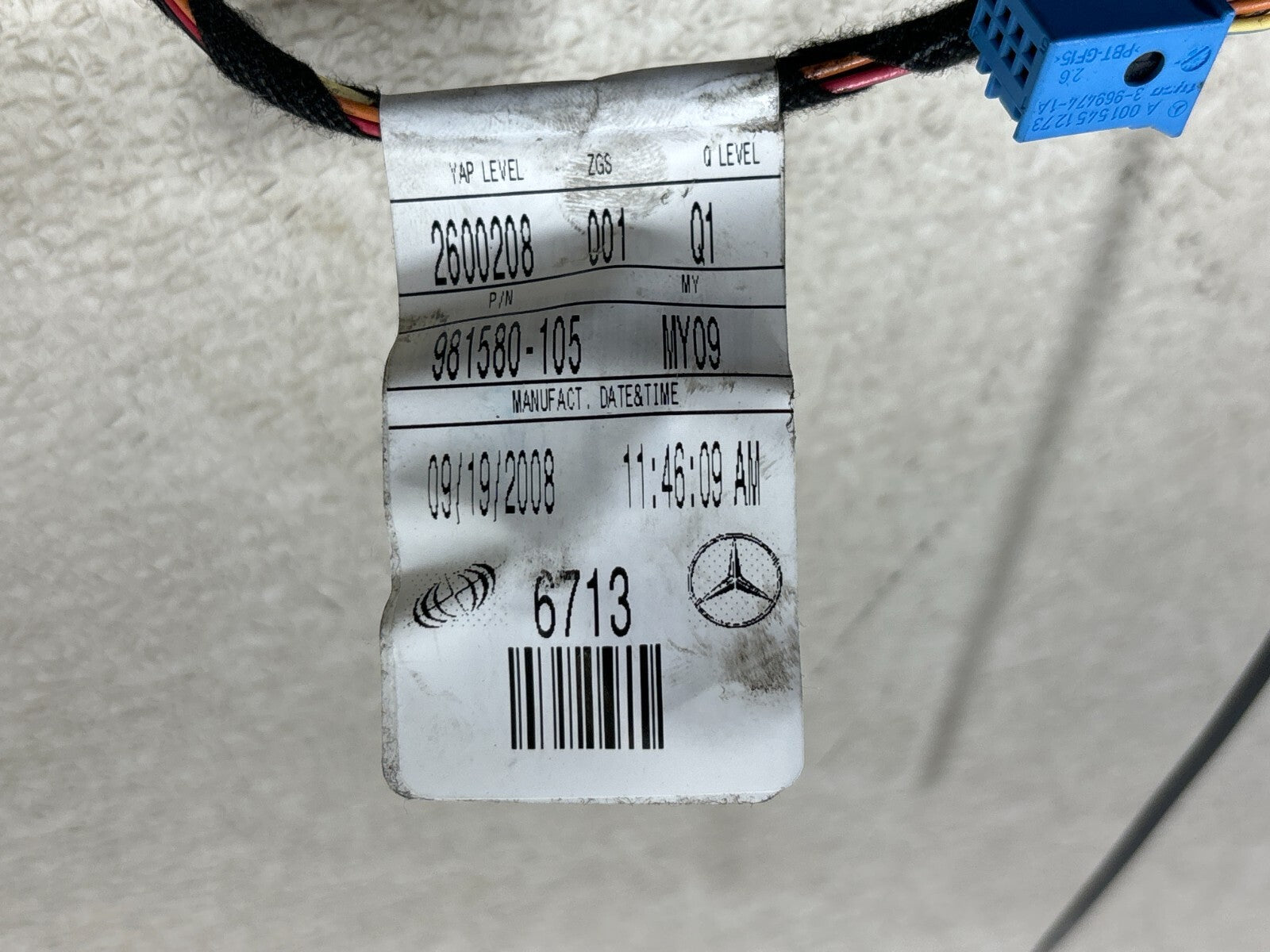 07-10 Mercedes Gl450 X164 Rear Left Side Door Wire Wiring Harness 13709770