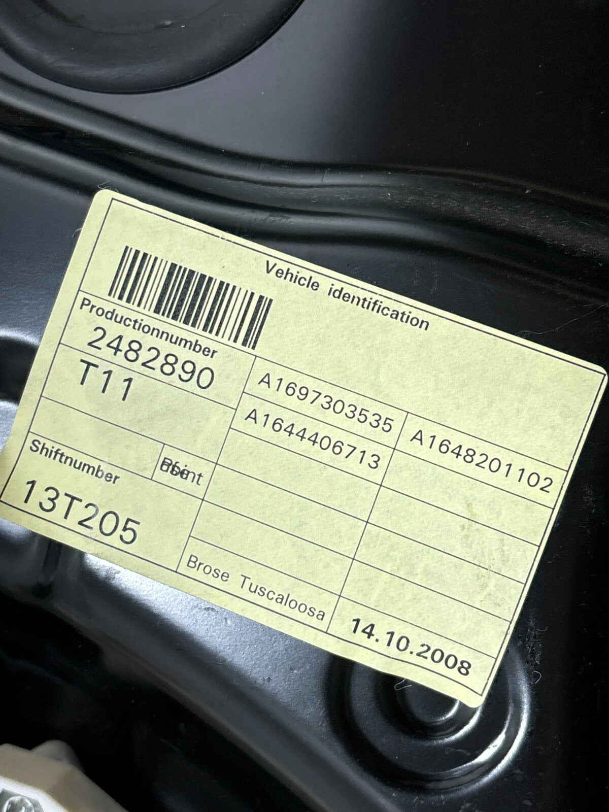 07-12 Mercedes Gl320 Gl450 Rear Left Door Window Regulator Frame Panel Oem