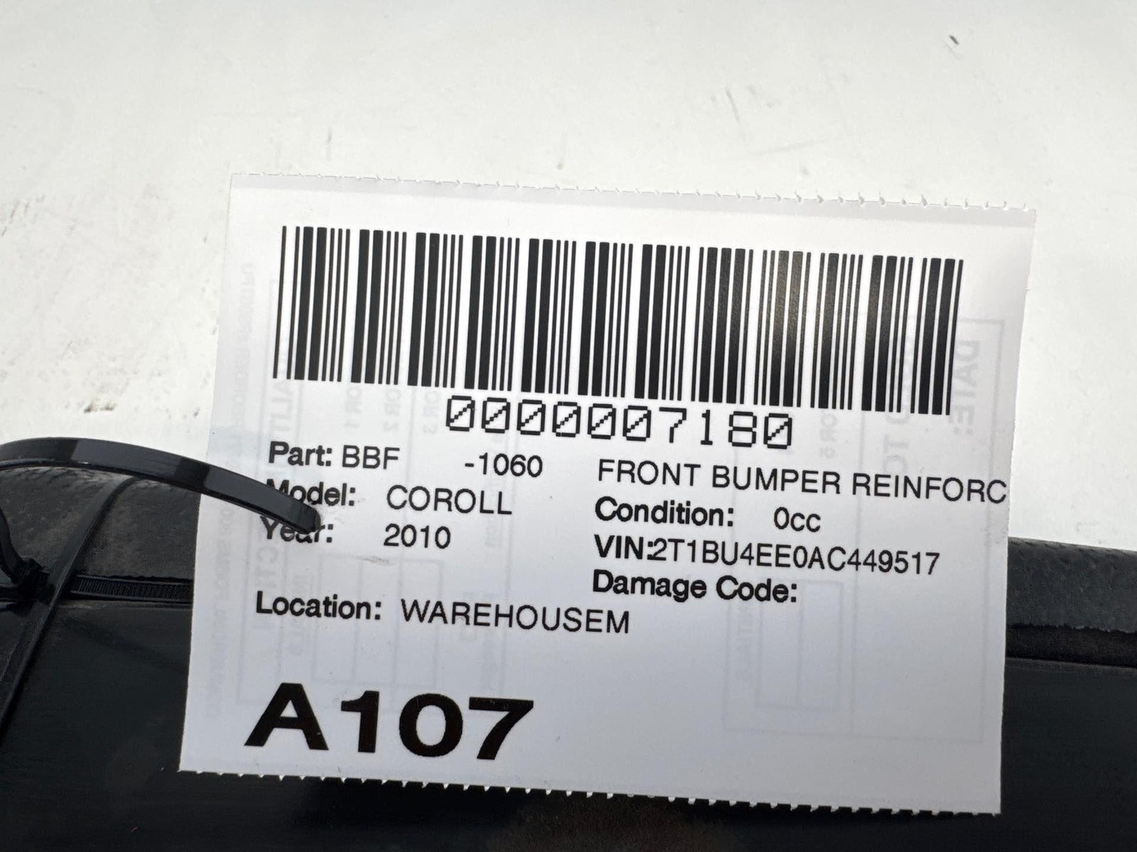 09 - 13 Toyota Corolla Front Bumper Impact Bar Reinforcement OEM 5202102151