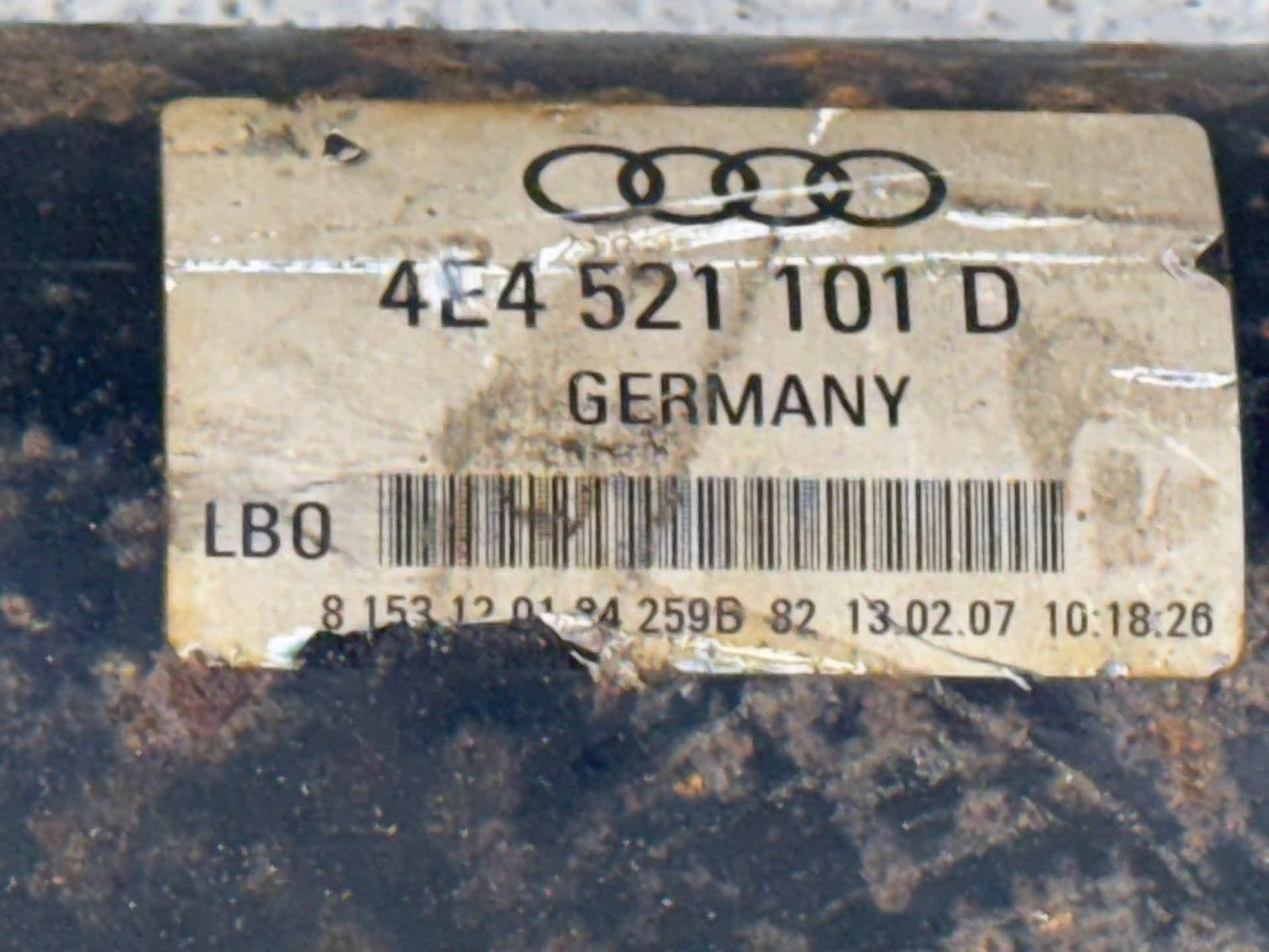 05-06 Audi A8 Lwb Driveshaft Drive Propeller Shaft 4E4521101D Oem