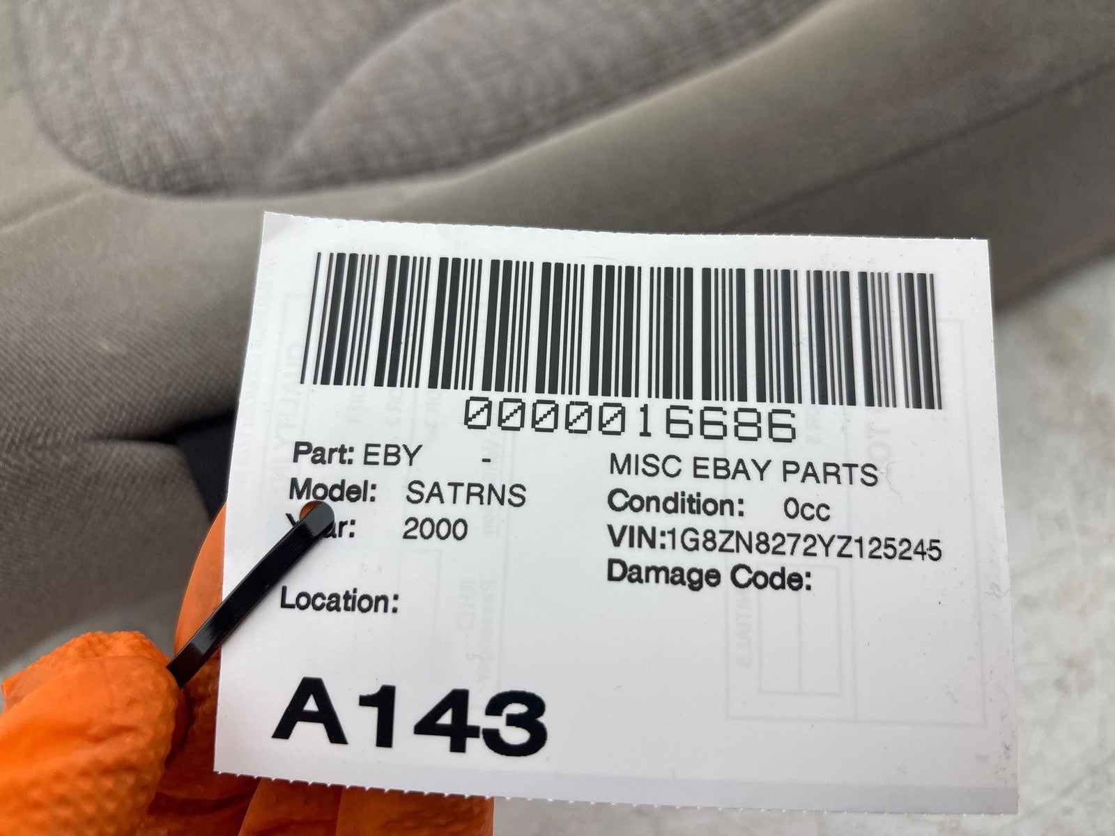 2000 Saturn Sw2 Rear Right Upper Seat Cushion Oem