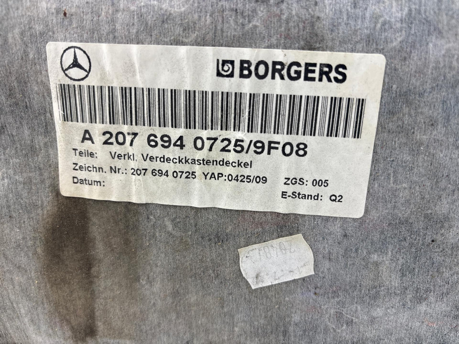 11-13 Mercedes E350/E550 Boot Trunk Folding Top Compartment Trim Panel Oem