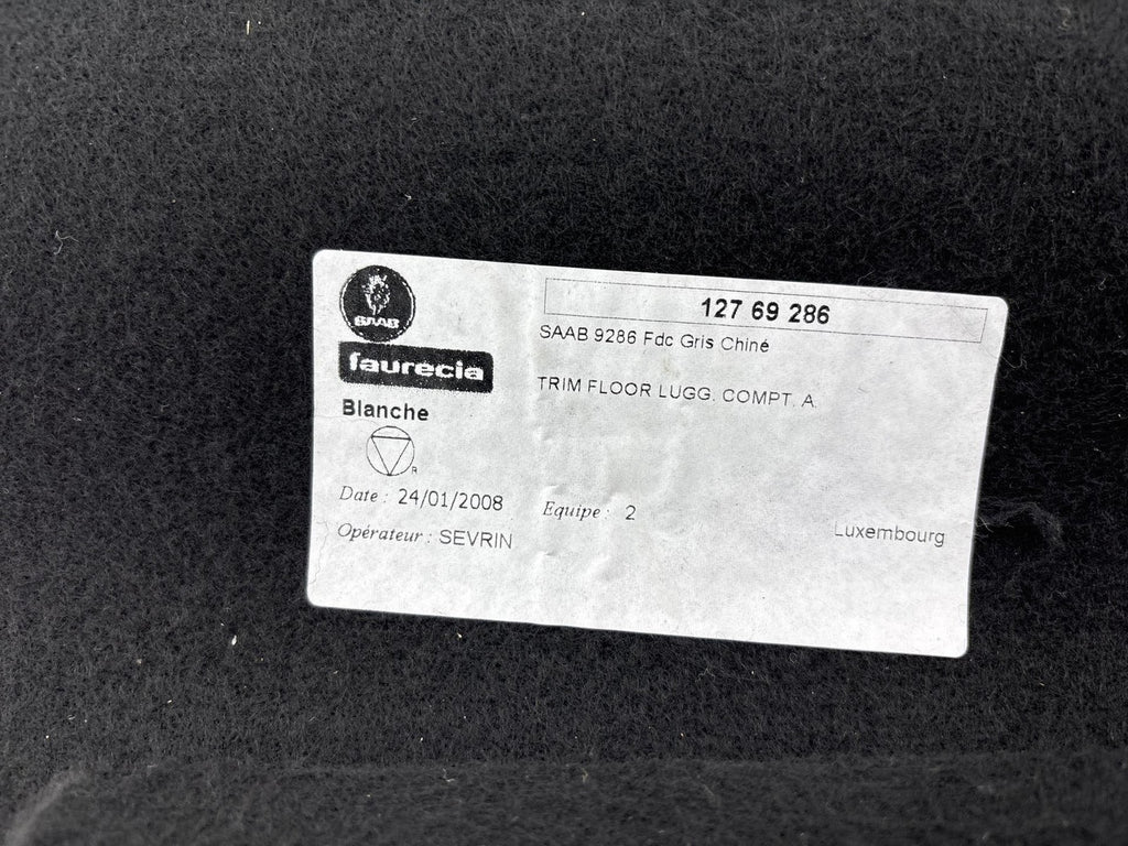 1997-2010 Saab 9-5 Aero Lower Rear Trunk Spare Tire Carpet Cover Black