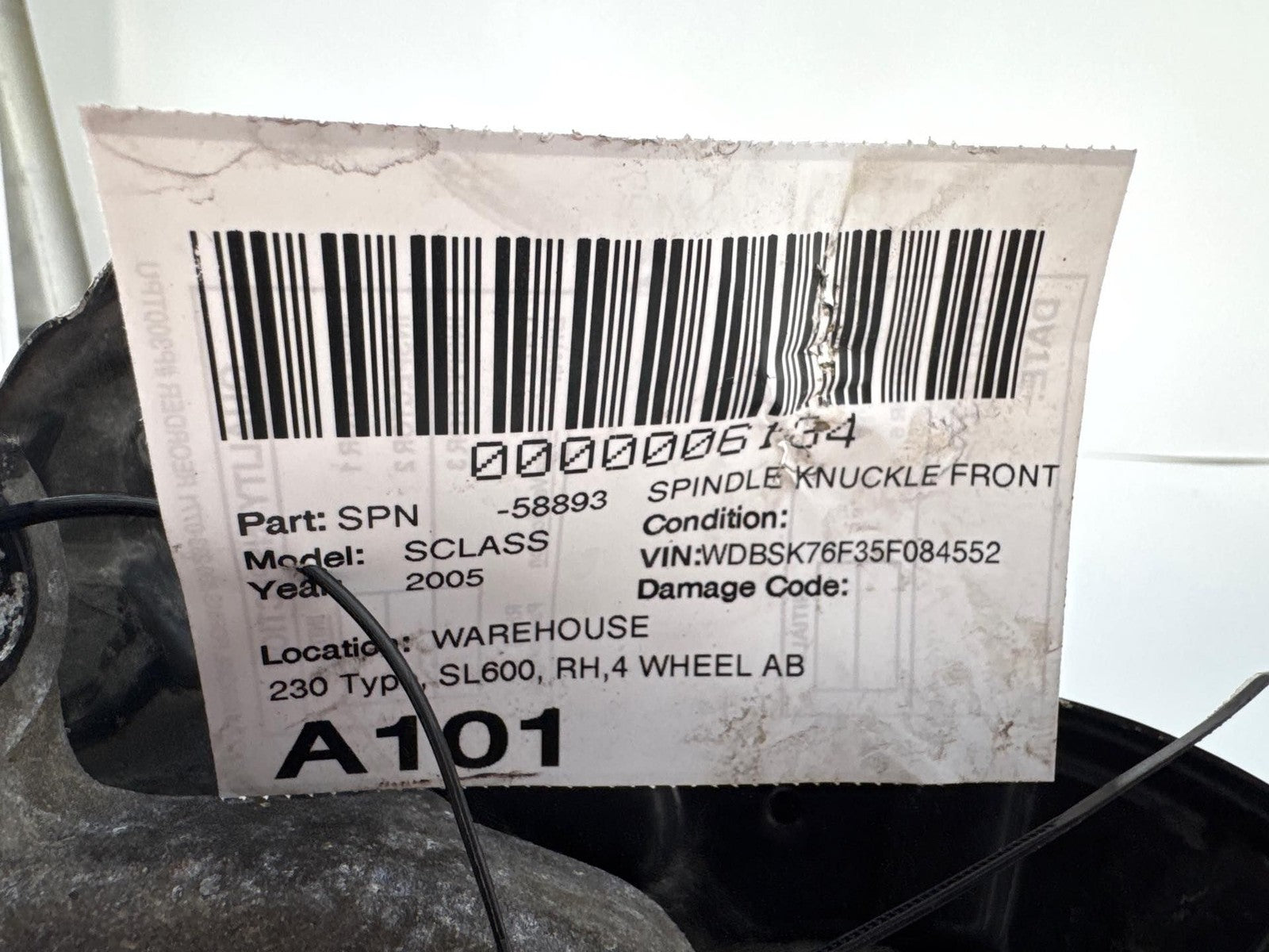 03-12 Mercedes R230 SL550 SL600 Front Right Side Spindle Knuckle Hub OEM