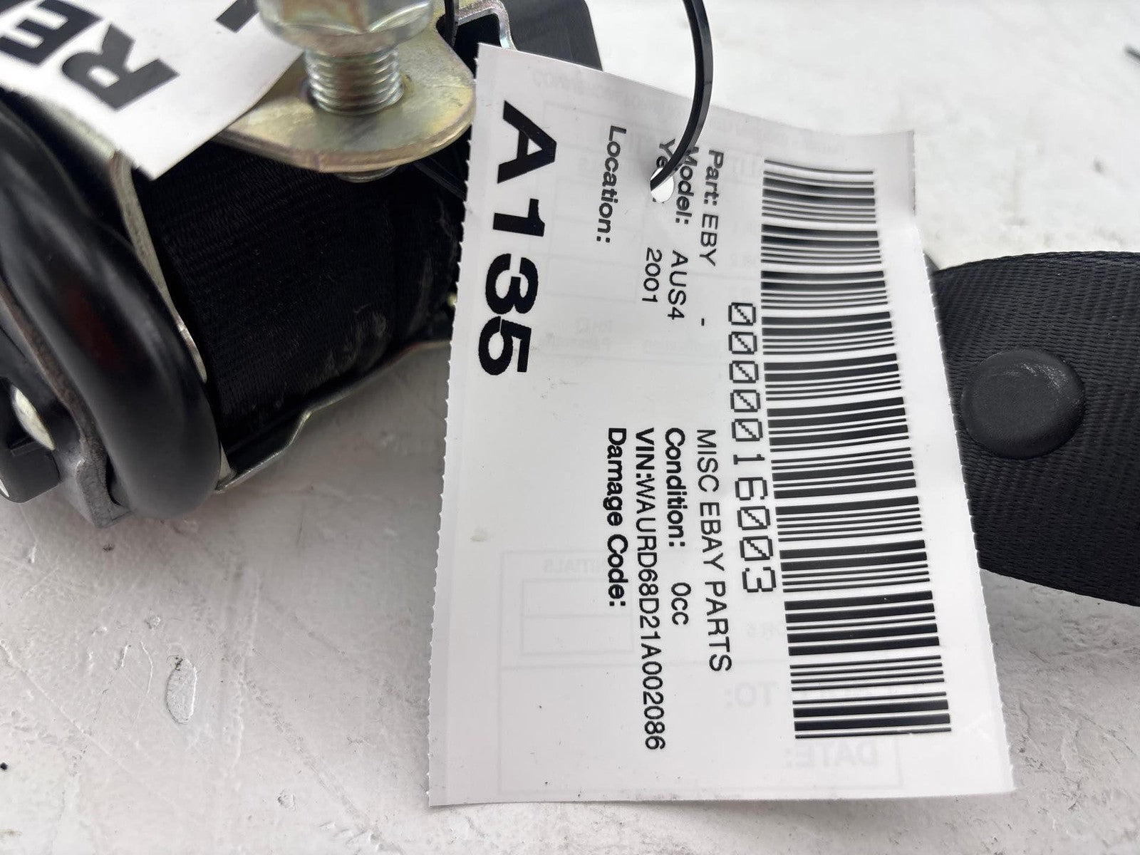 2000-2002 Audi S4 Rear Left Seat Belt Oem