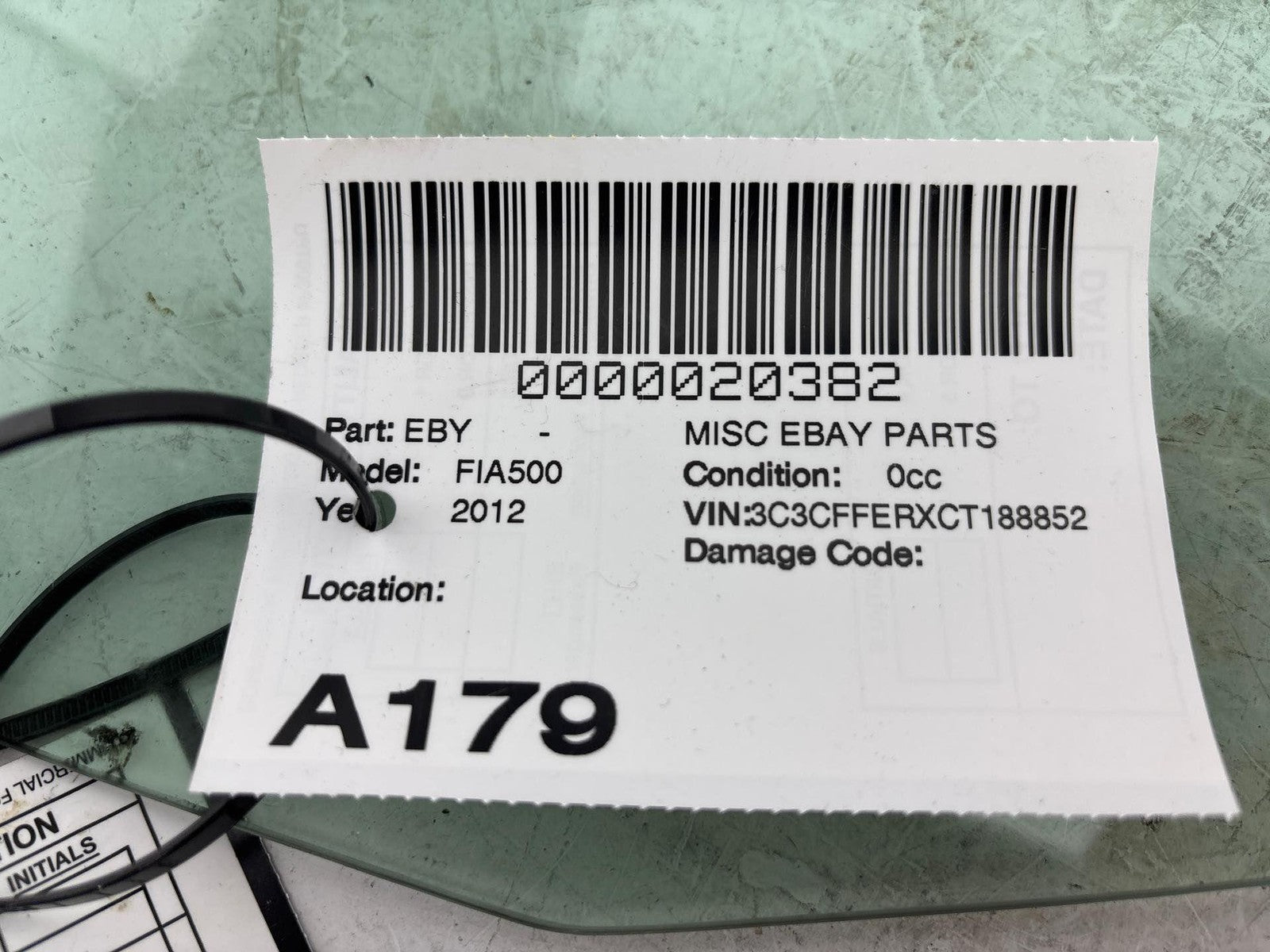 12-17 Fiat 500 Front Right Door Window Glass Oem