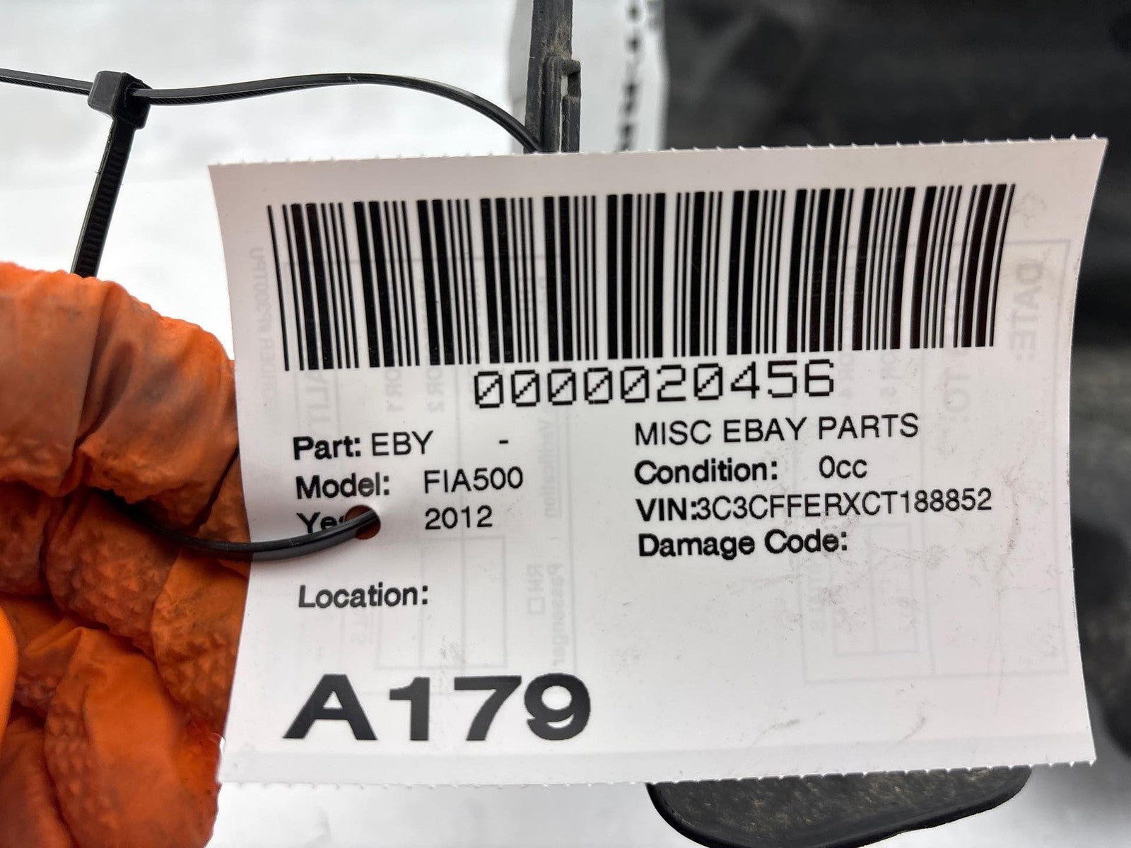 12-19 Fiat 500 Rear Right Inner Fender Liner Oem