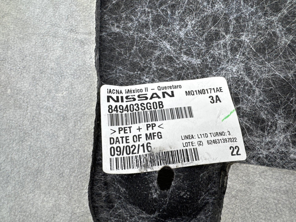 13-19 Nissan Sentra Rear Right Side Trunk Quarter Panel Liner Trim Cover