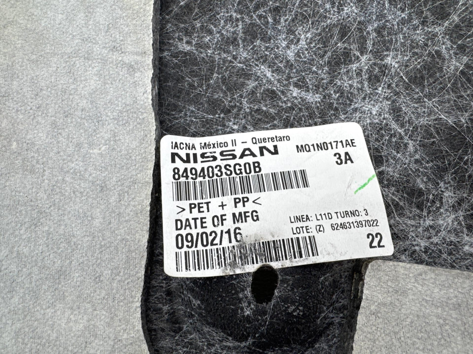 13-19 Nissan Sentra Rear Right Side Trunk Quarter Panel Liner Trim Cover