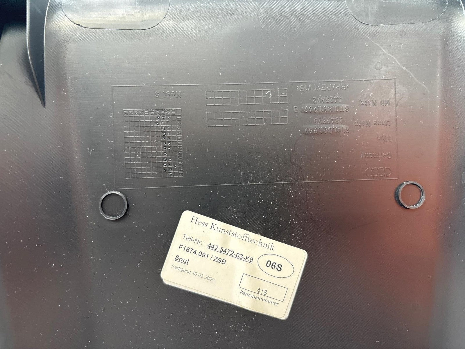 09-16 Audi A4 Front Right Passenger Side Seat Panel Oem 8T0-881-969