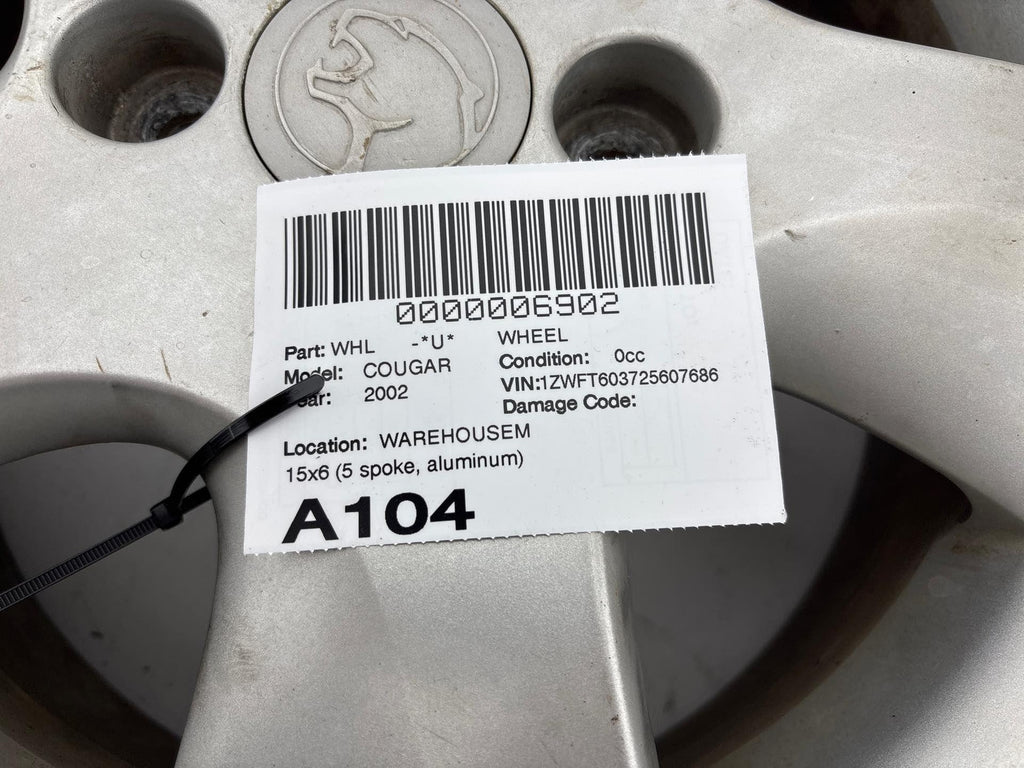 1999-2002 Mercury Cougar Rim Wheel 15''X6J 5 Spoke Factory Silver Oem F8Rz1007Ca