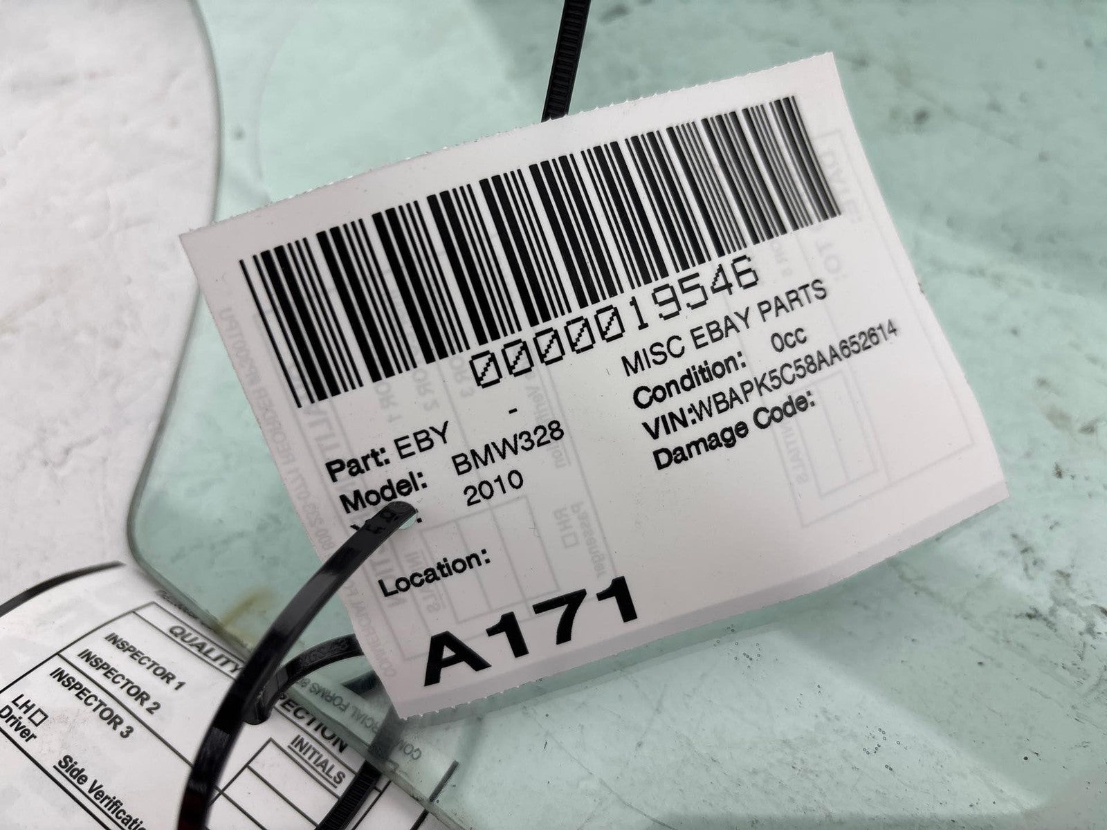 07-11 Bmw 328I 355I E90 Rear Right Passenger Side Door Window Glass Oem