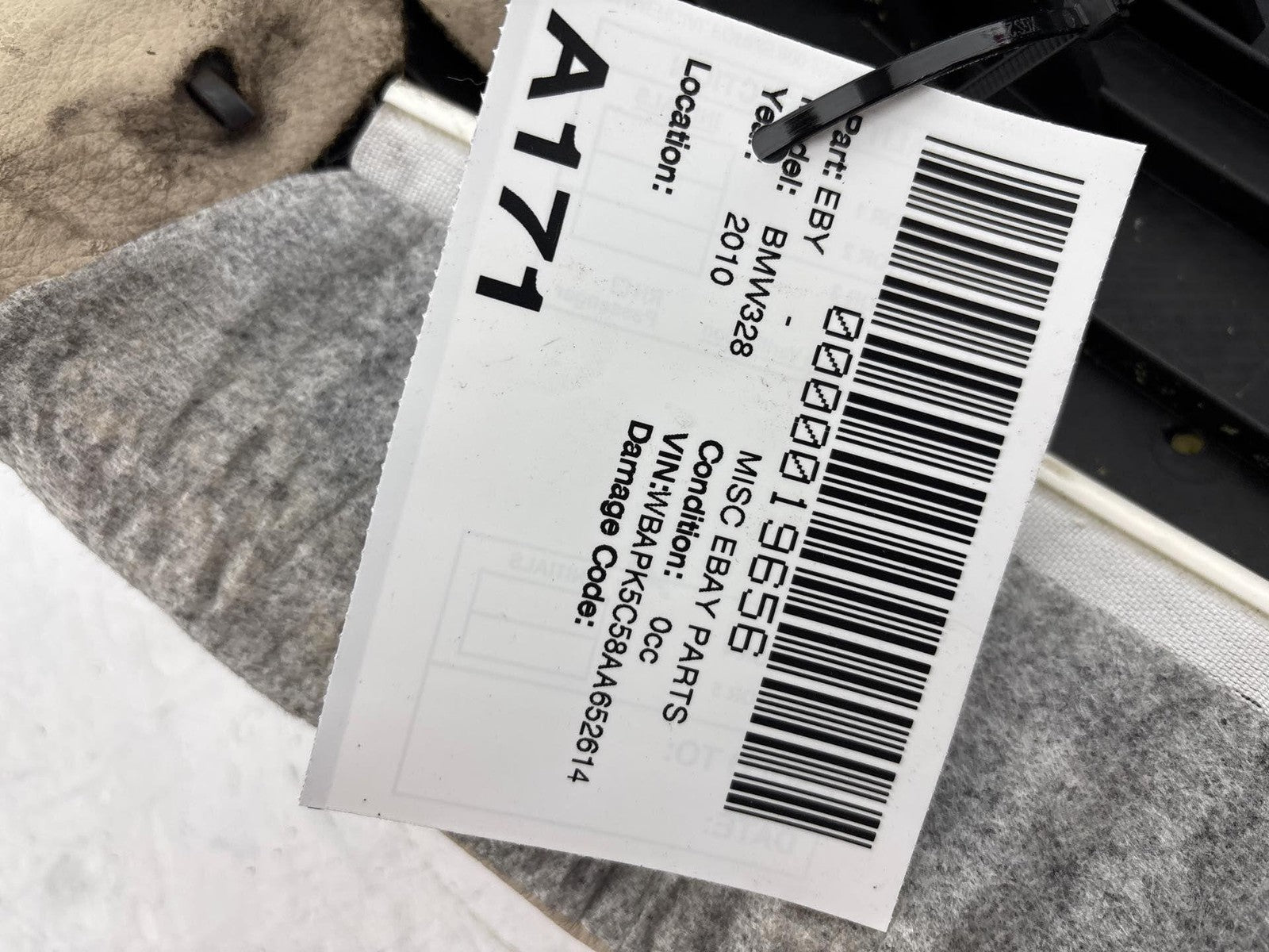 07-13 Bmw 328 335 E90 Rear Right Passenger Seat Bolster Leather Oem