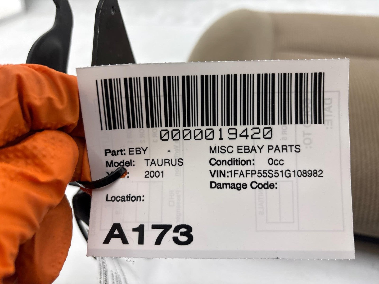 2000-2002 Ford Taurus Front Right Upper Seat Cushion Oem