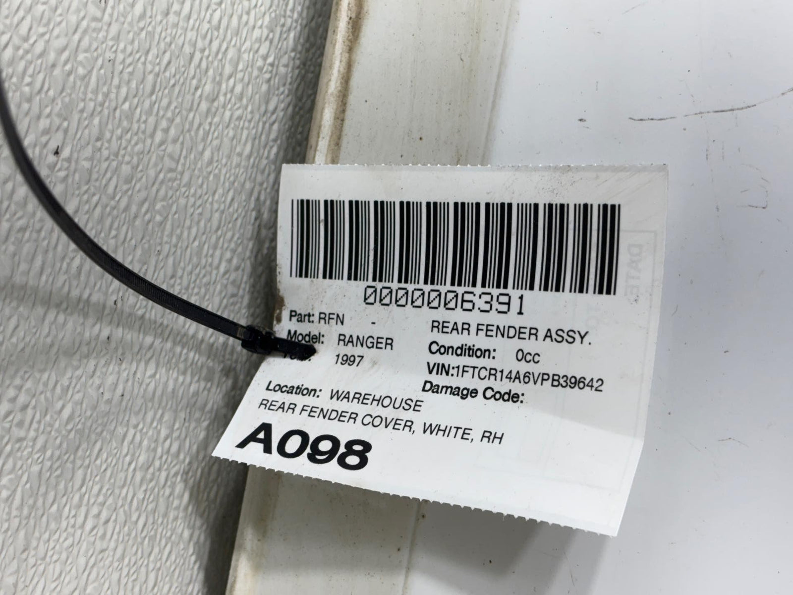 1993-1997 Ford Ranger Rear Right Frame Fender Cover Oem