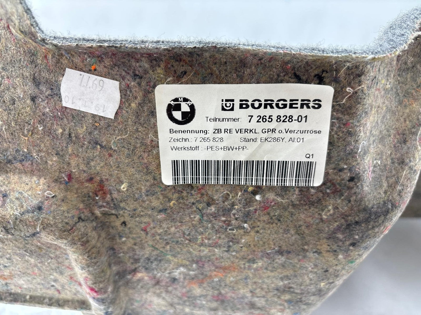 07-11 Bmw 328 335 E90 Rear Trunk Right Passenger Side Quarter Trim Panel Oem