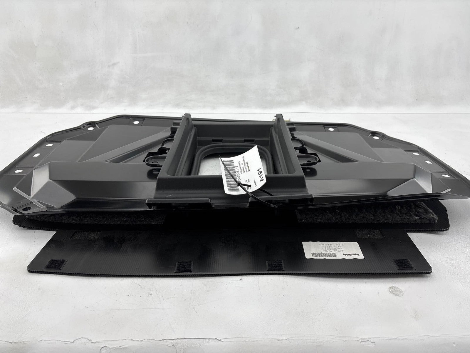 14-20 Infiniti Q50 Trunk Compartment Back Seat Support Panel W/ Carpet Trim OEM