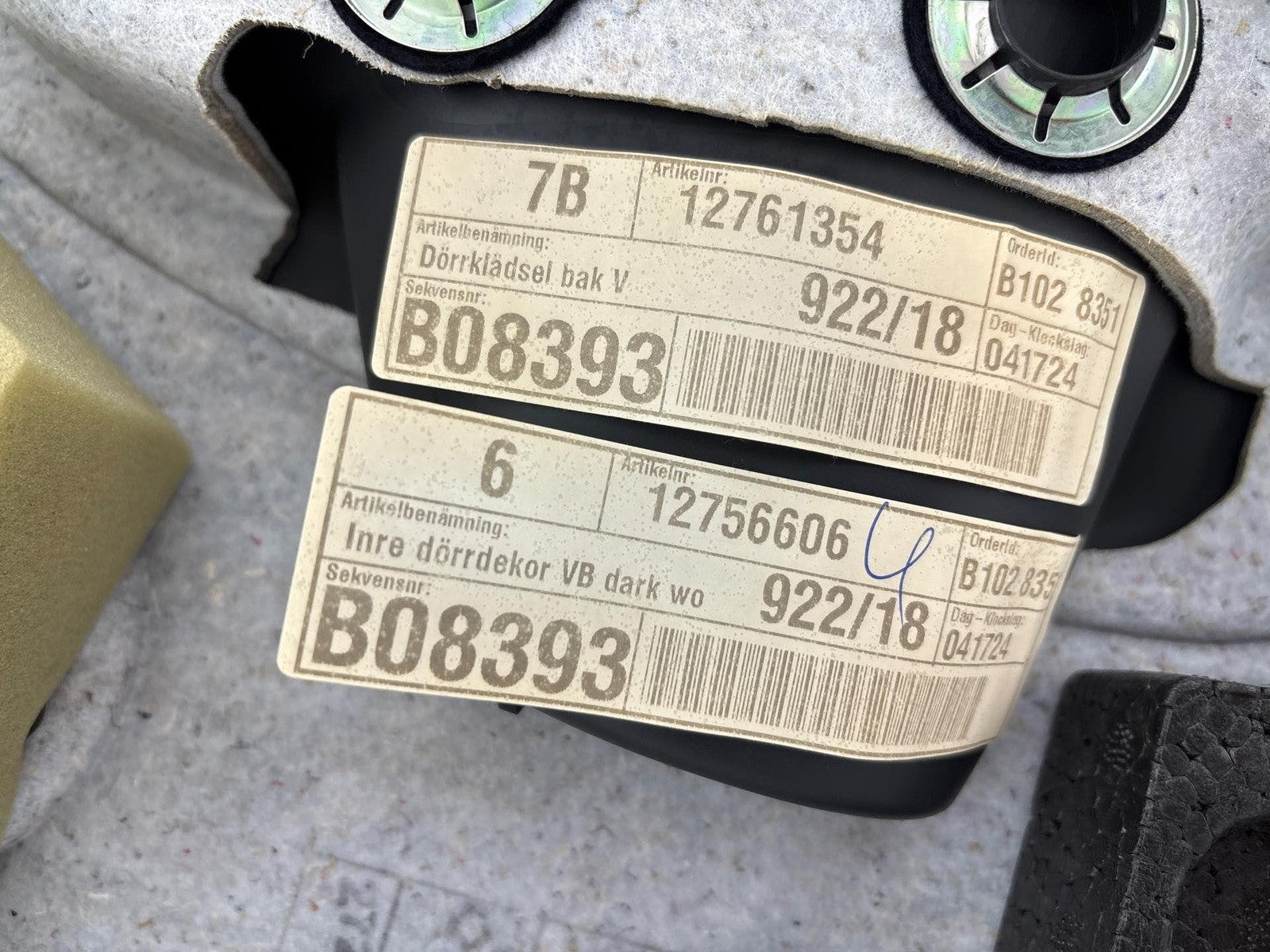 1999-2010 Saab 9-5 Aero Driver Left Rear Door Trim Panel Card