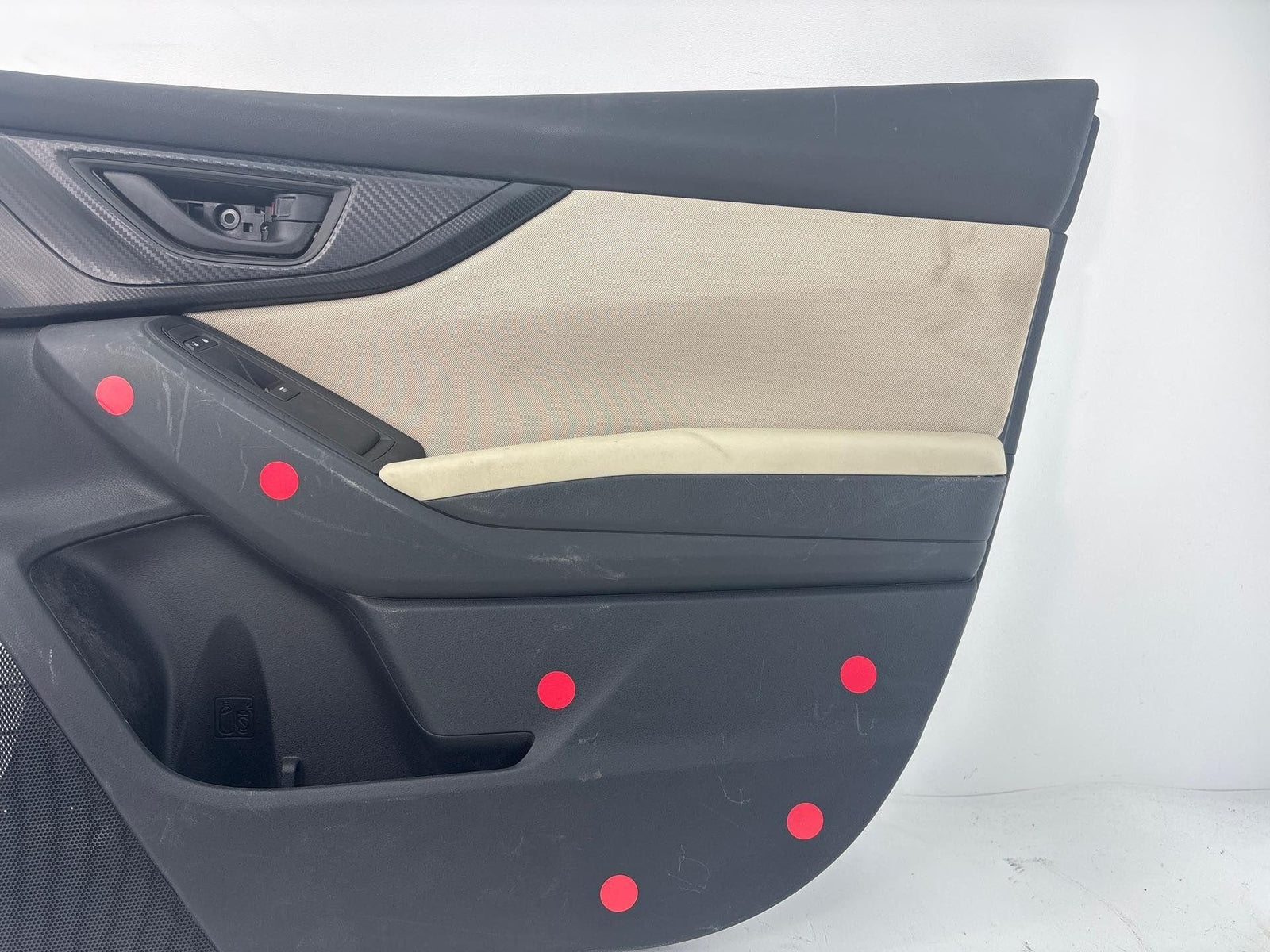 17-21 Subaru Impreza Front Door Trim Panel Right Passenger Side Beige/Black Oem