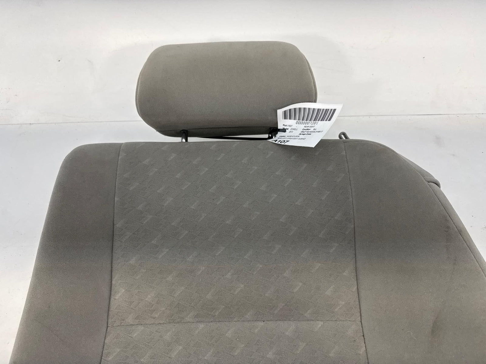 2009-2013 Toyota Corolla Rear Left Upper Seat Cushion, Cloth Ash Gray Oem